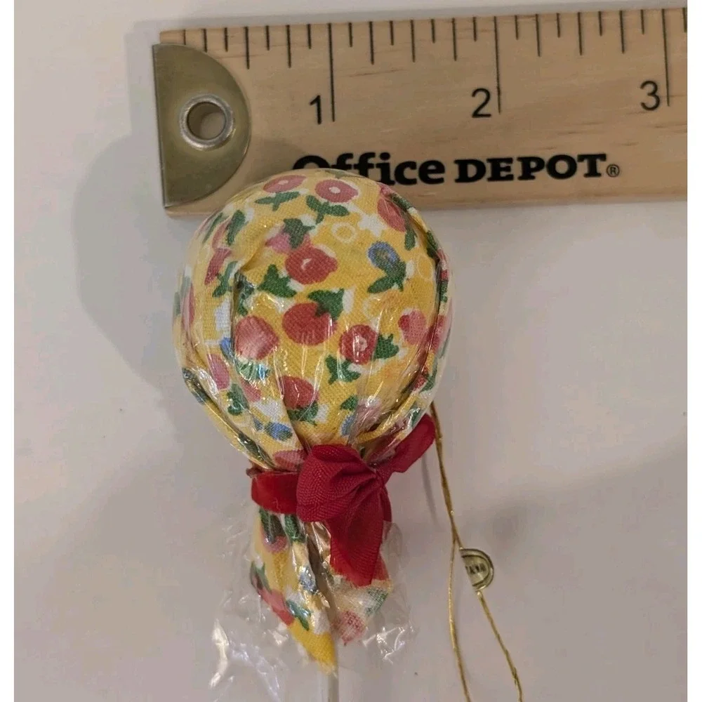 Lot of 3 Vtg Christmas Candy Ornament Decorations Lollipops Peppermint Floral